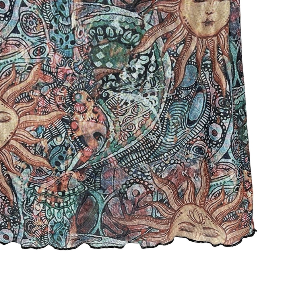 Y2k Fairy Celestial Mini Skirt M Boho Mesh Going Out Statement Concert Stretch - Picture 5 of 10